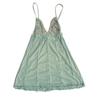 LA PERLA GLAMOUR Mint Mesh & Lace Slip Negligee